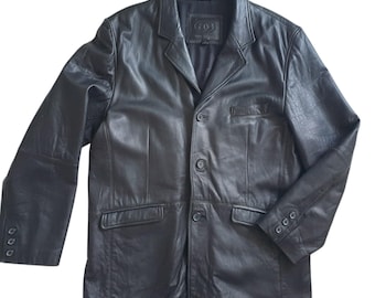 Giacca blazer in pelle nera vintage Ciro Citterio - Uomo XL