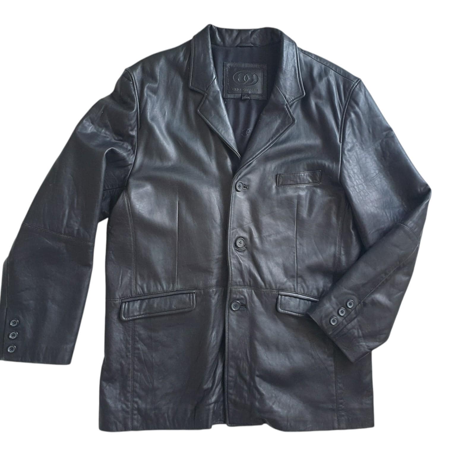 Vintage Ciro Citterio Black Leather Blazer Jacket - Men display picture 1