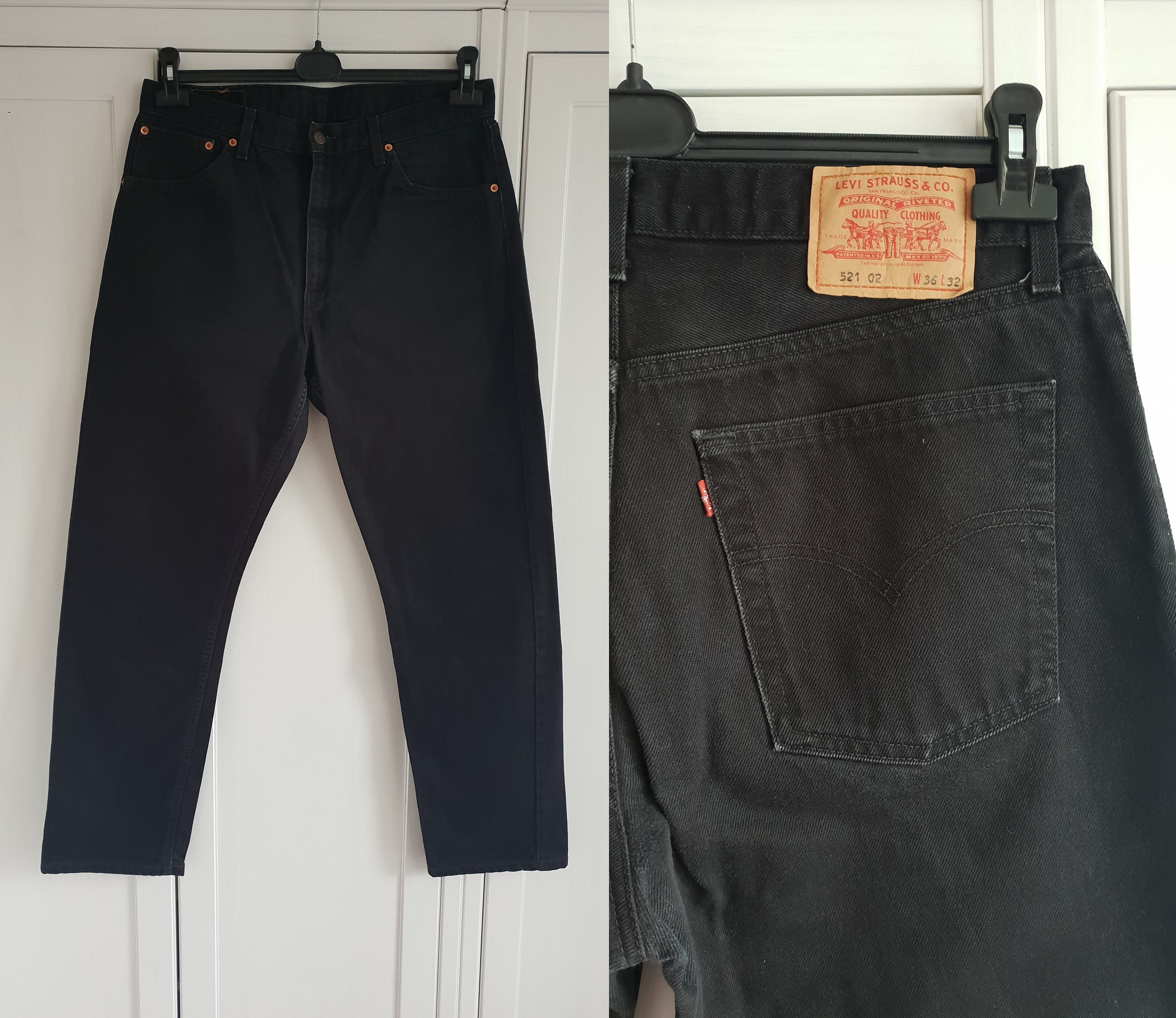 Levis 521 Jeans Black Vintage Levi's Jeans Size W35 W36 | Etsy Hong Kong