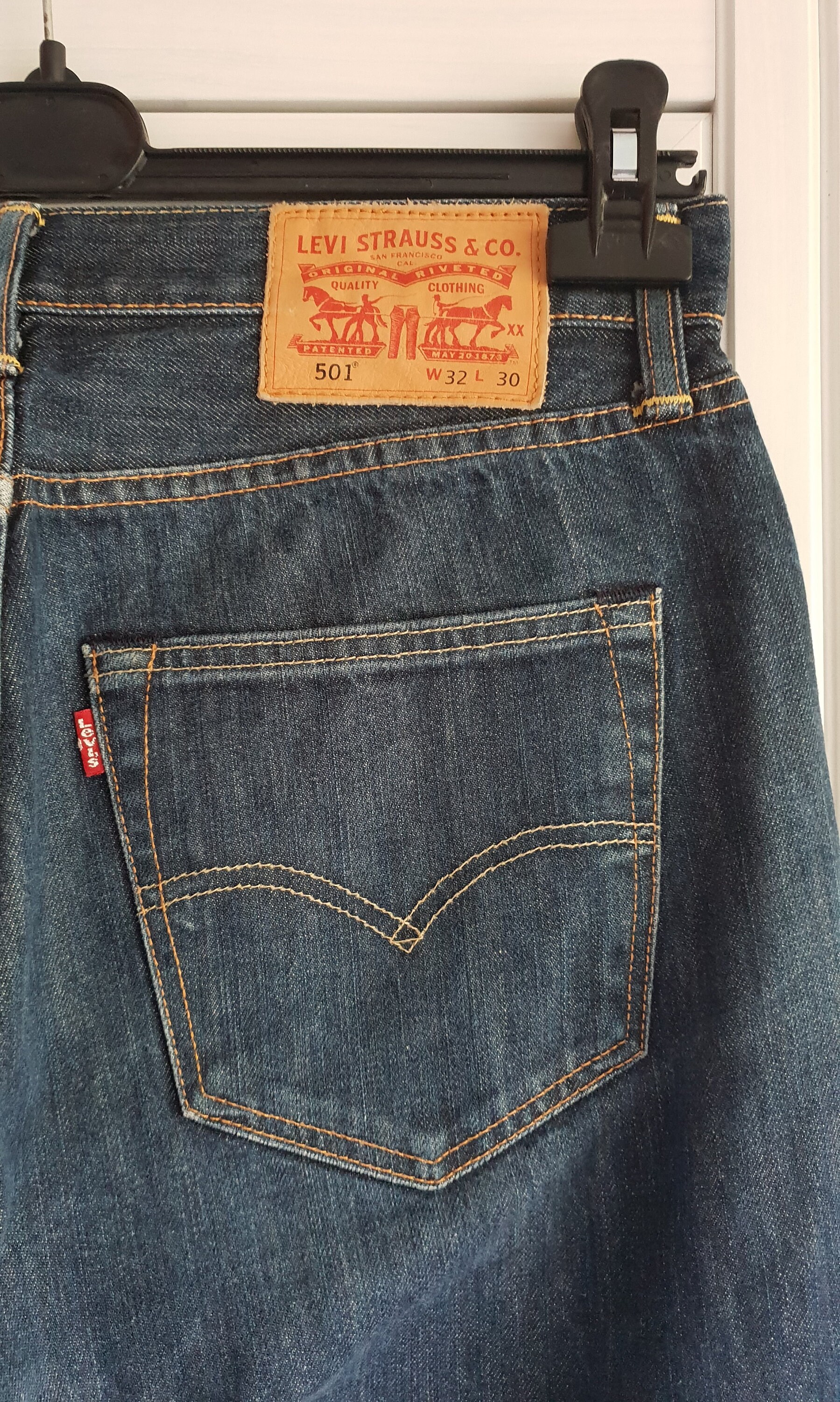 Levis 501 Jeans Dark Blue Denim High Waist Size W32 L30 | Etsy