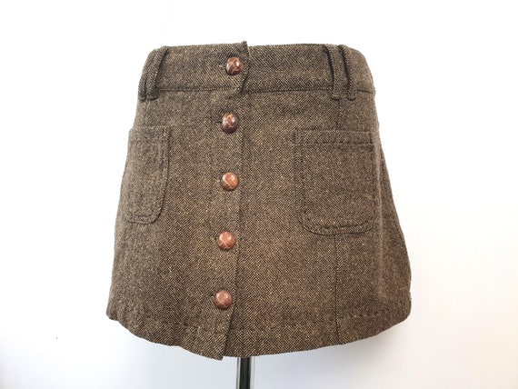90s American Eagle Tweed Wool Mini Skirt Button F… - image 1