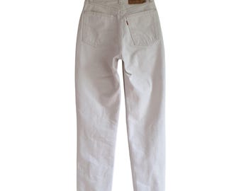 Levis 881 White Denim Jeans High Waist Levi's Mom Jean Size XXS / XS / W25