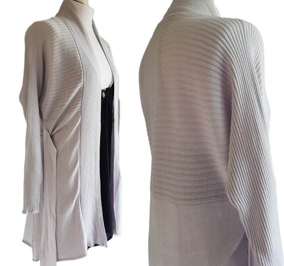Vintage MARCHESIN Gray Knit Long Cardigan Sweater Silk