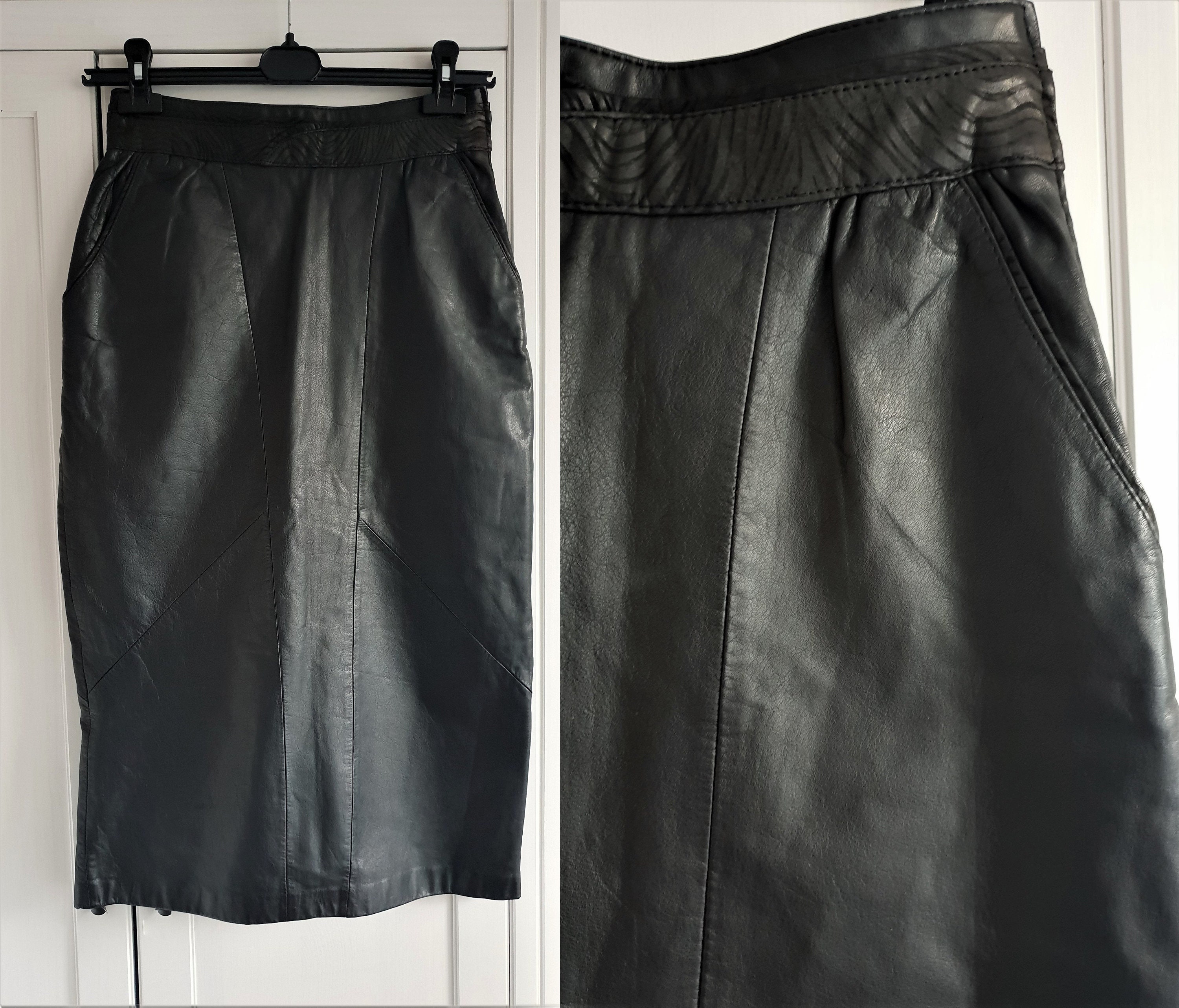 Vintage leather skirt - Etsy 日本