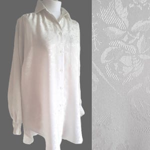80s Vintage Blouse Retro Long Loose Tunic Off White By Spengler Mode Women Size L / XL