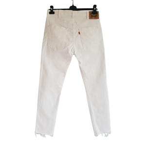Vintage Levis 510 Jeans Pants White Denim Shortened Frayed Levi&#39;s  Jeans Women Men  Size W32