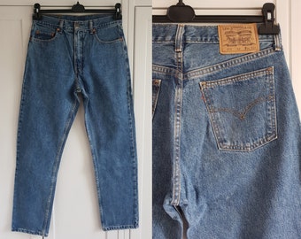 Levi's 618 Jeans Blue Denim Size W32 L32 32 x 32 High Waist Vintage Button Fly Levis Men Women Jeans