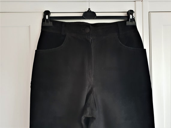 Vintage Black Suede Leather Pants  High Waist Wom… - image 4