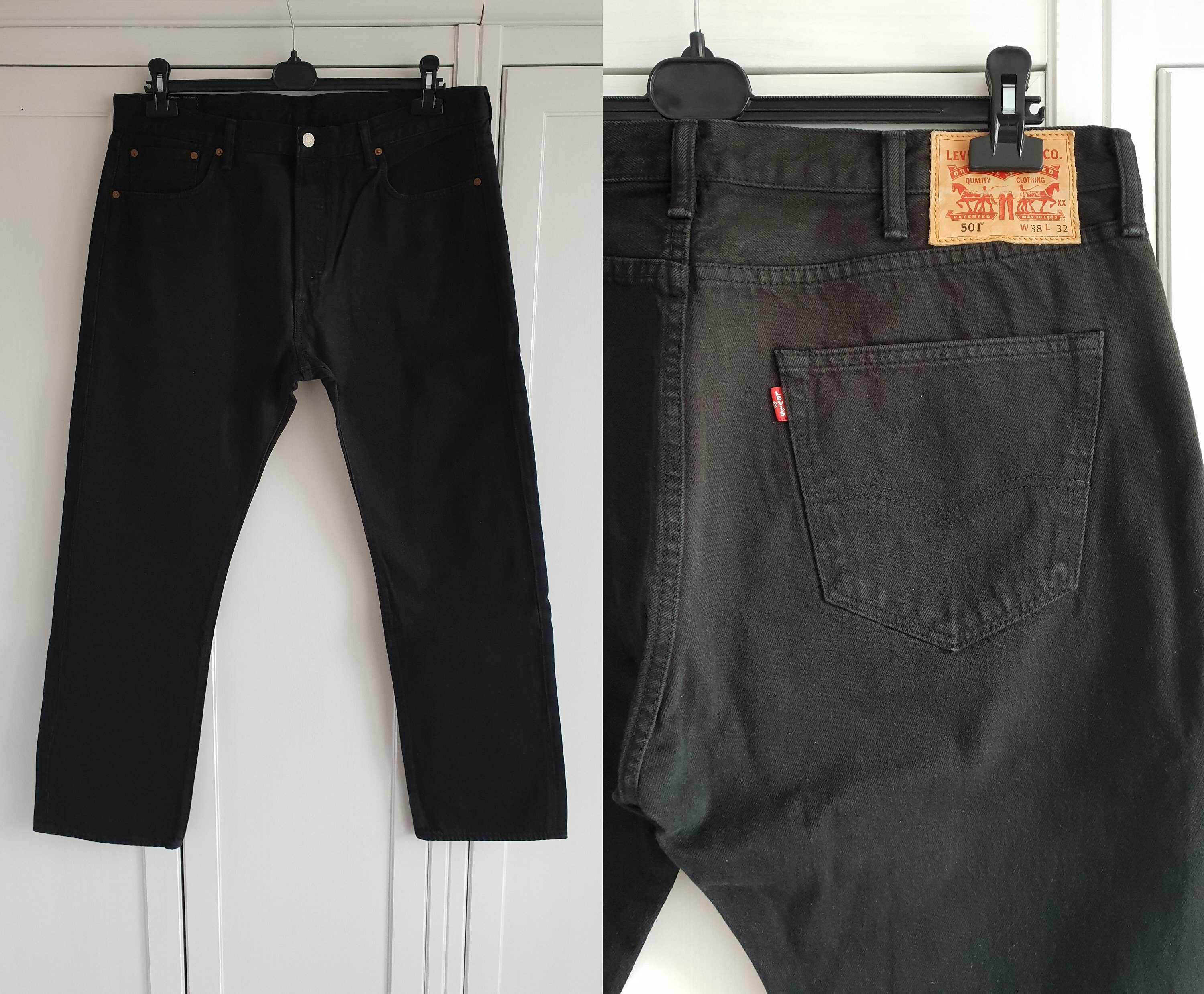 Levis 501 Jeans Black Denim Men Women Size W38 L32 XL Vintage | Etsy