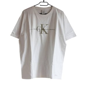 CALVIN KLEIN T-Shirt White Cotton Y2K Men Shirt Size M
