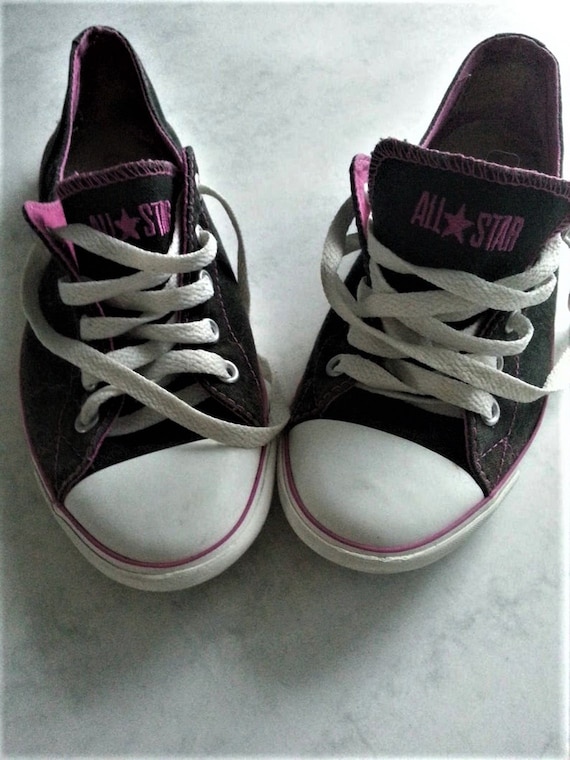 Vintage Converse Tie Sneakers White Purple - Etsy