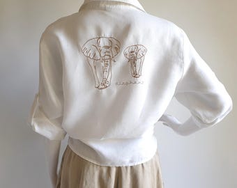 Weißes Leinen Hemd Dänisch Marke By Elton SHIRTMAKER Damen Größe M/L/XL