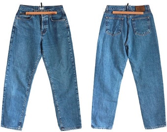 Vintage Calvin Klein Jeans Blue Denim Size 7 W28 L30 28 x 30 High Waist Boyfriend Men Women Button Fly Jeans