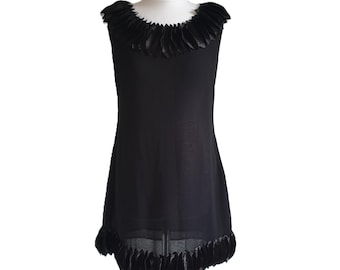 Black Mini Dress by Jaune Rouge Vintage Sleeveless Women Evening Cocktail Party Dress Size M / L