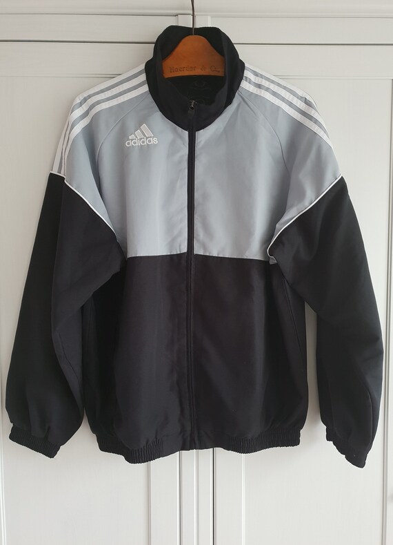 Giacca vintage Adidas Nero Grigio e Bianco Adidas Tre Strisce | Etsy Italia