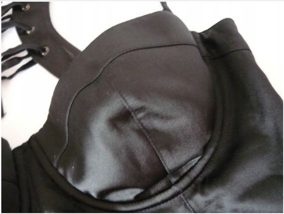 Women Black Corset Silk Crop Top Vintage Gothic L… - image 4