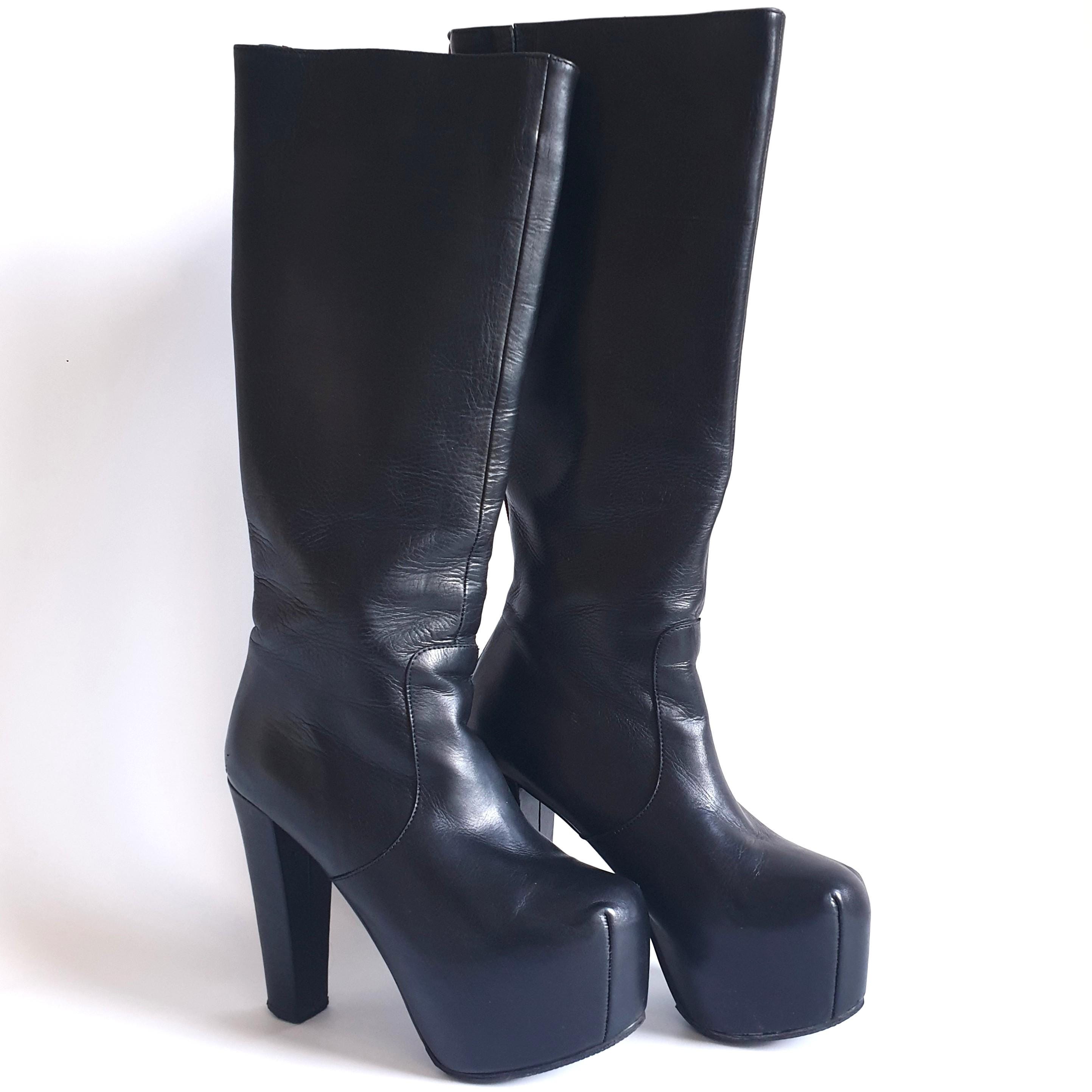 Platform boots knee high