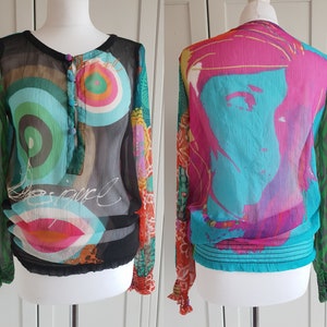 Vintage Y2K Desigual Colorful Blouse Shirt Graphic Abstract Women Top Size S /  M