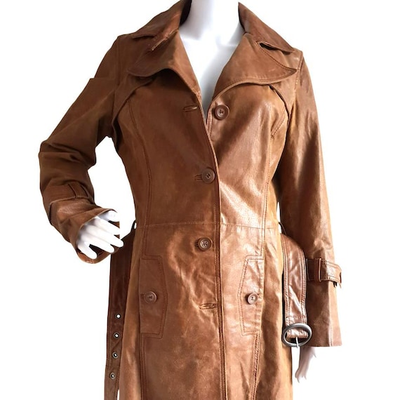 Mantel Jacke Lederjacke Gr M 70er Jahre Vintage Leder Mantel Jacke