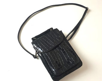 70's DOLCIS Messenger Bag Crossbody Black Patent Leather Oldschool Jackie Handbag  Made in Italy