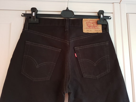 Levis 555 High Waist Jeans Shorts Black Denim Vin… - image 3