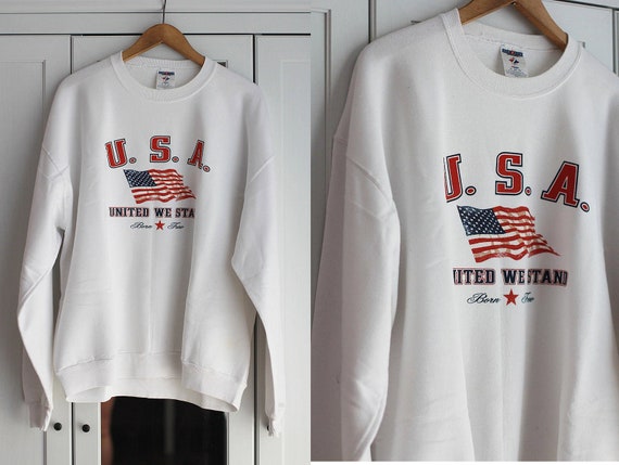 Oldschool Sweatshirt Amerikaanse Vlag USA 4 juli Heren Dames Maat