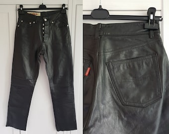 Crocker Leather Pants Vintage High Waisted Black Leather Pants Size XS / S