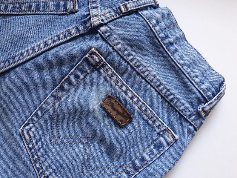 90-tals vintage Wrangler-jeans blå denimjeans med hög midja herr damer storlek W28 L32 bild 9