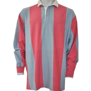 Vintage Rugby Polo Ralph Lauren Shirt Striped Long Sleeve 90s Preppy Retro Top Size XL