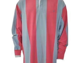 Vintage Rugby Polo Ralph Lauren Shirt Striped Long Sleeve 90s Preppy Retro Top Size XL
