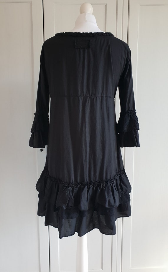 Vintage Summer Dress Hippie Boho Style Black Cott… - image 5