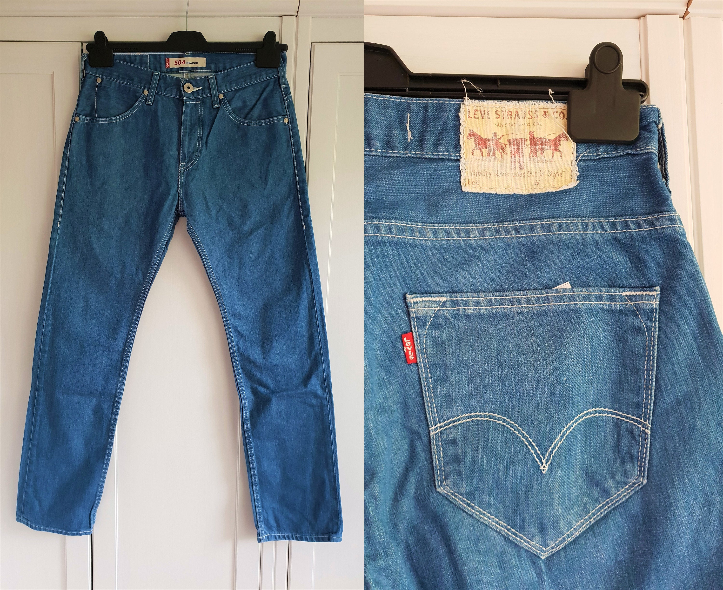 Vintage Levis 504 Jeans Blue Denim Straight High Waist Men - Etsy Sweden