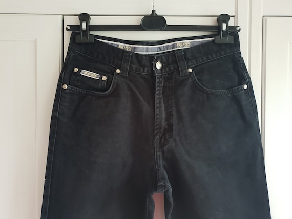 Hugo Men's Tapered-Fit Jeans in jaglion-print Rigid Denim - Black - Size 36