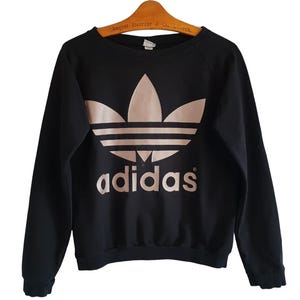 Vintage Adidas Sweatshirt Black Gold Women Shirt Size S / M