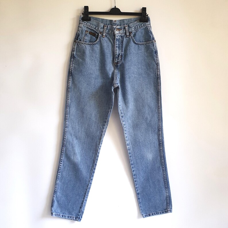 90-tals vintage Wrangler-jeans blå denimjeans med hög midja herr damer storlek W28 L32 bild 4