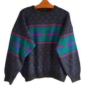 Vintage 90s Sweater Wool Pullover Oldschool Jumper Men Size M / L , Made in Italy