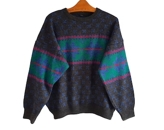 Vintage 90s Sweater Wool Pullover Oldschool Jumper Men Size M / L , Made in Italy