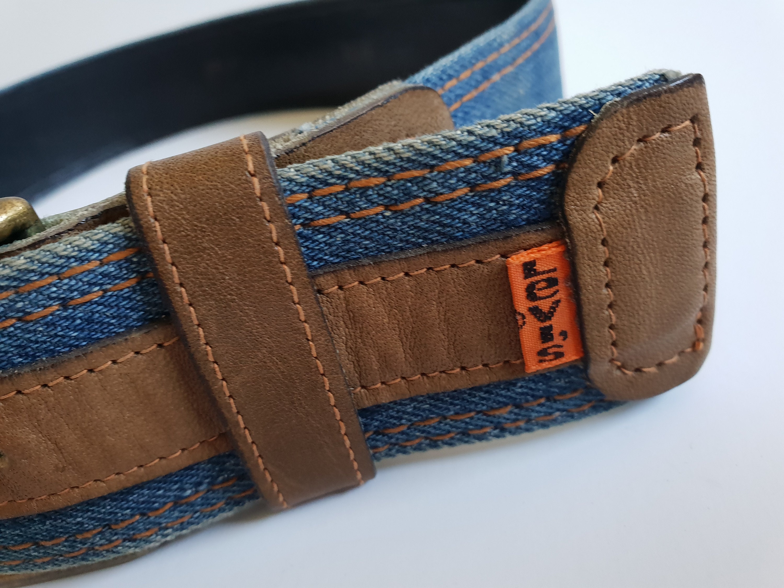 Vintage Levi's Belt Blue Jeans Beige Brown Genuine Leather - Etsy Denmark