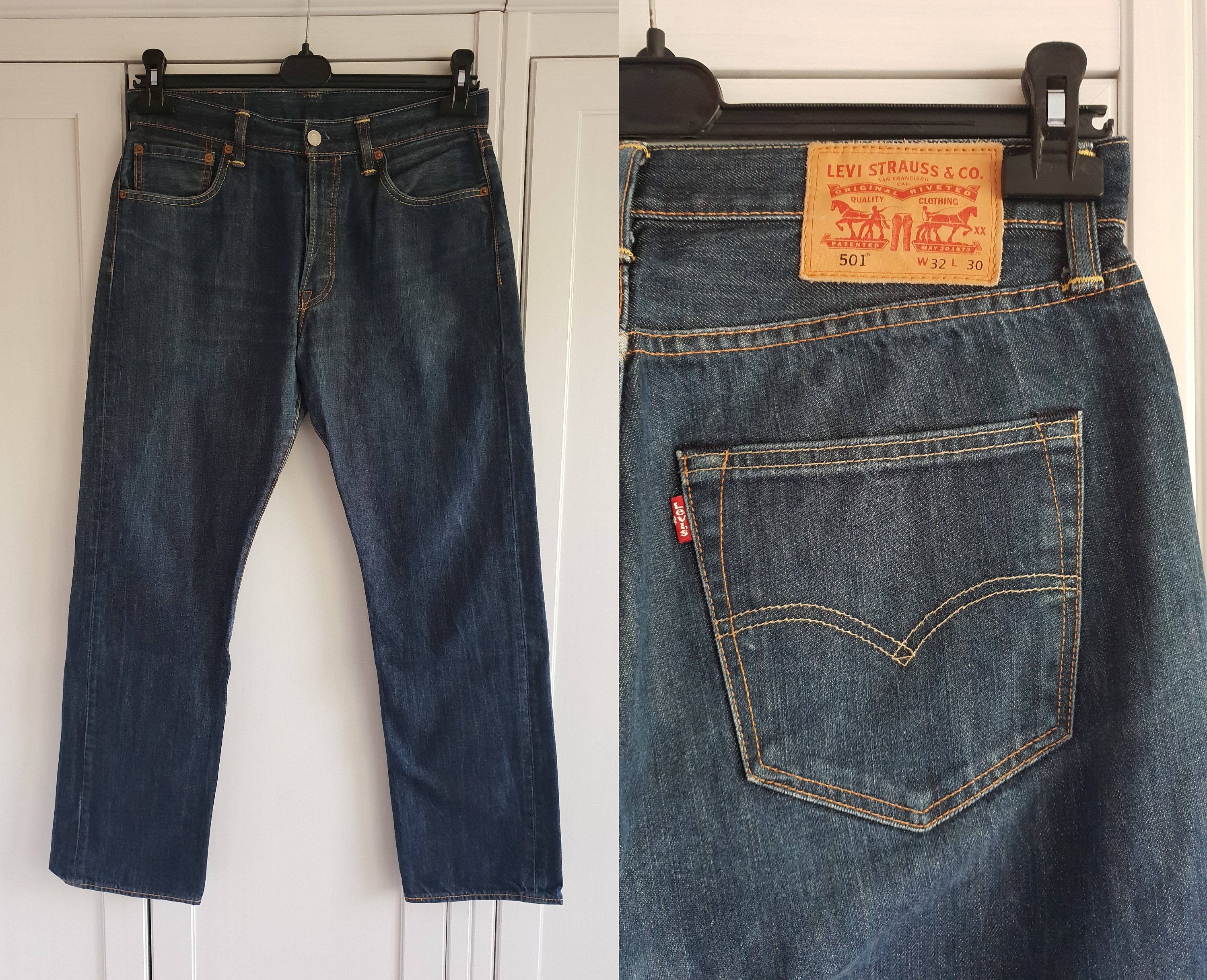 Levis 501 Jeans Dark Blue Denim High Waist Size W32 L30 - Etsy Canada