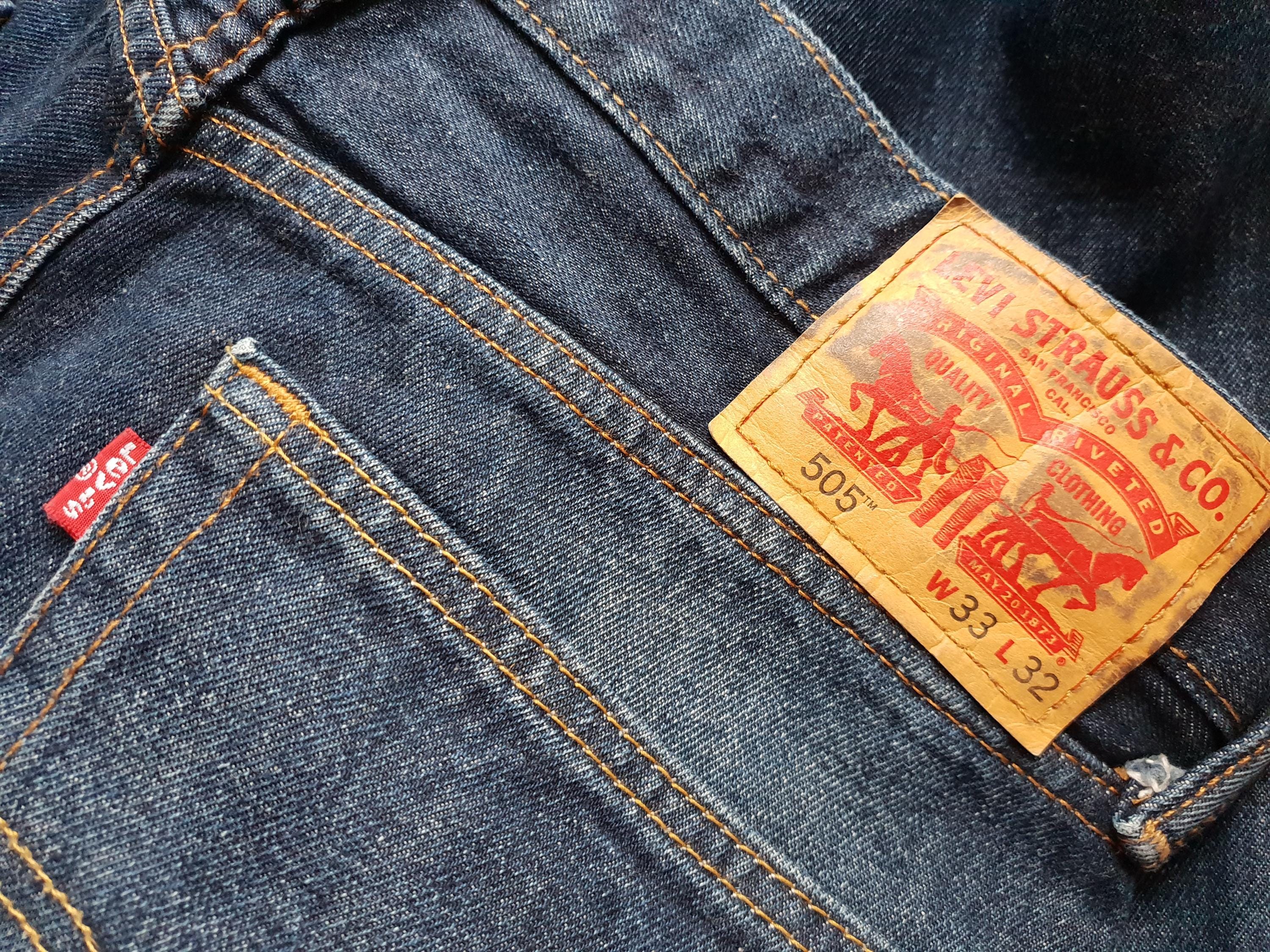 Levis 505 Jeans Dark Blue Denim Vintage Levi's Pants Size W33 L32