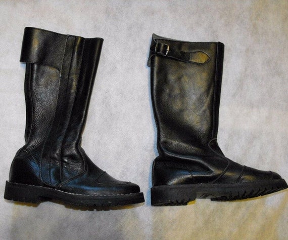 Vintage Motorcycle Boots Black Genuine 