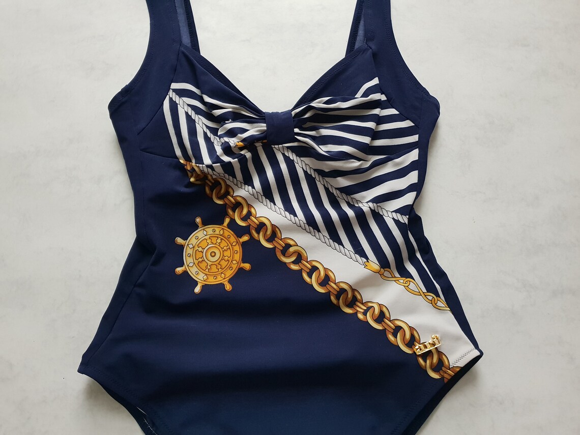 Maillot de bain féminin vintage des années 90 One Piece Navy | Etsy