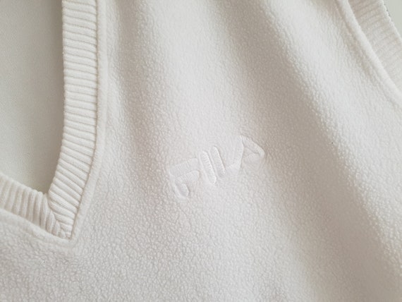 90s  Fila Fleece Vest White Top Sleeveles  Size D… - image 3