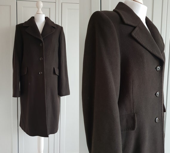 Vintage Coat Cashmere Wool Brown Jacket by Hettemarks Women Size L