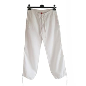 2Yk Frauen Leinenhose / Mid Rise Sommer Weiß Hose Größe 36 / S