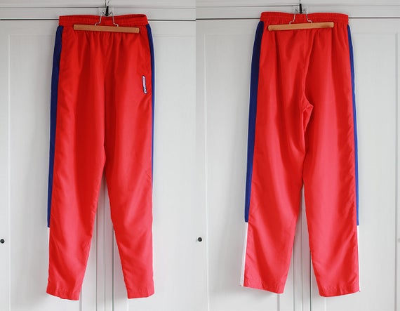 Vintage Reebok Tracksuit Pants Red Blue 