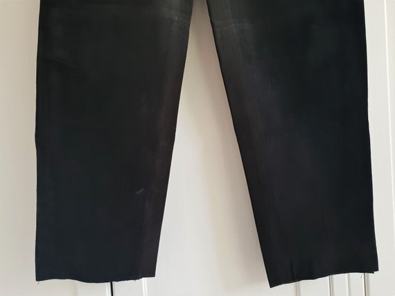 Vintage Black Suede Leather Pants  High Waist Wom… - image 6