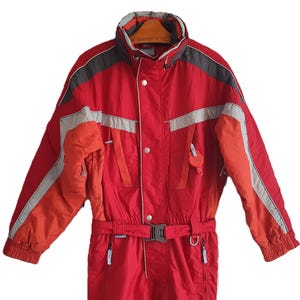Vintage Ski Suit Brugi Winter Overalls Snowrider Brugi Red Ski Jumpsuit Men Size 48 / M / Made in Italy