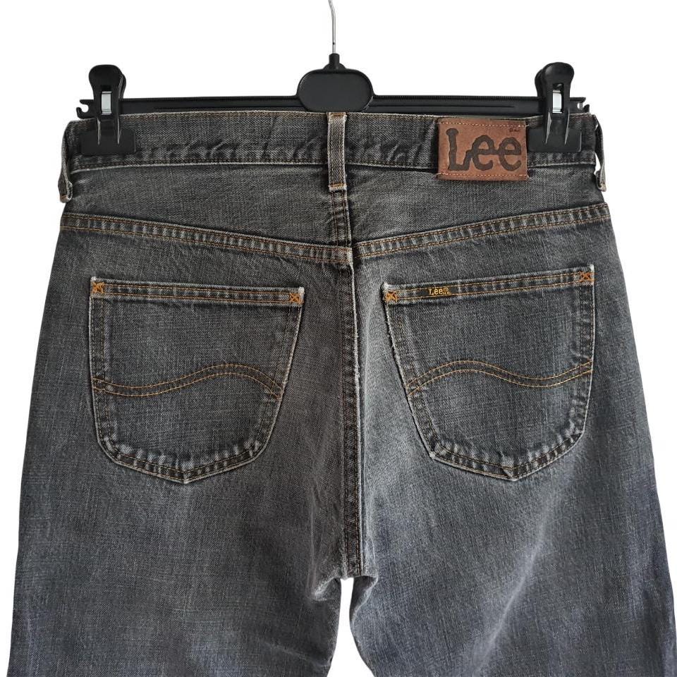 90s Vintage Lee Denver Jeans Black Acid Wash Denim Bell Bottom Lee