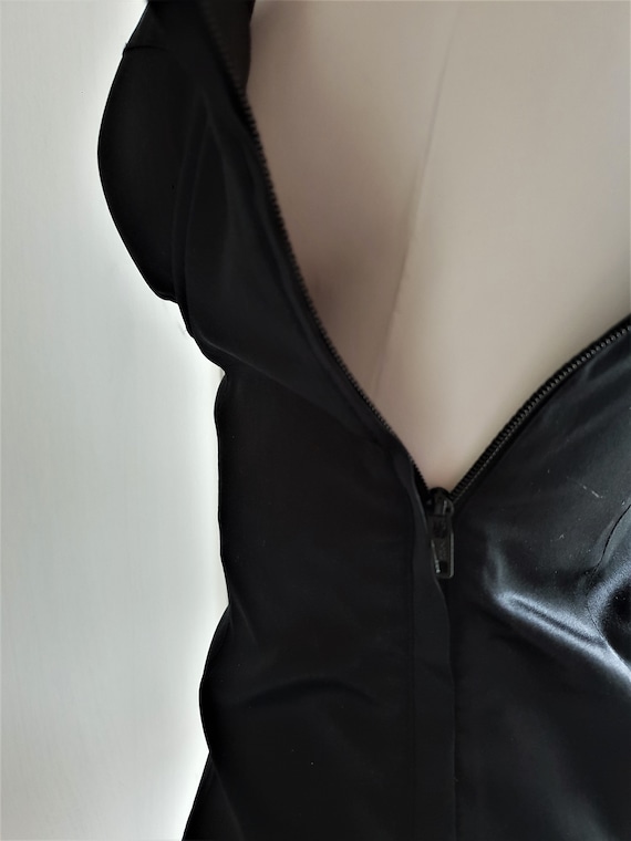 Women Black Corset Silk Crop Top Vintage Gothic L… - image 5